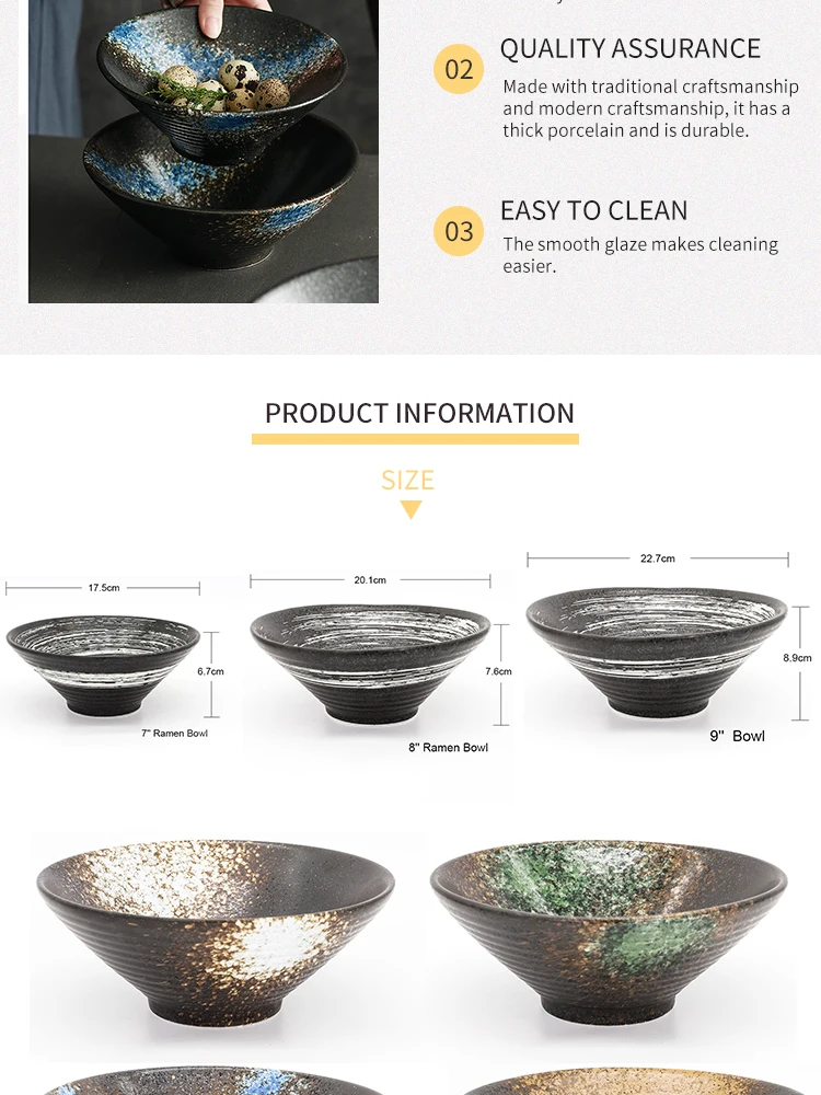 9" Wholesale Designed Japanese Style Restaurant Dinning Large Porcelain