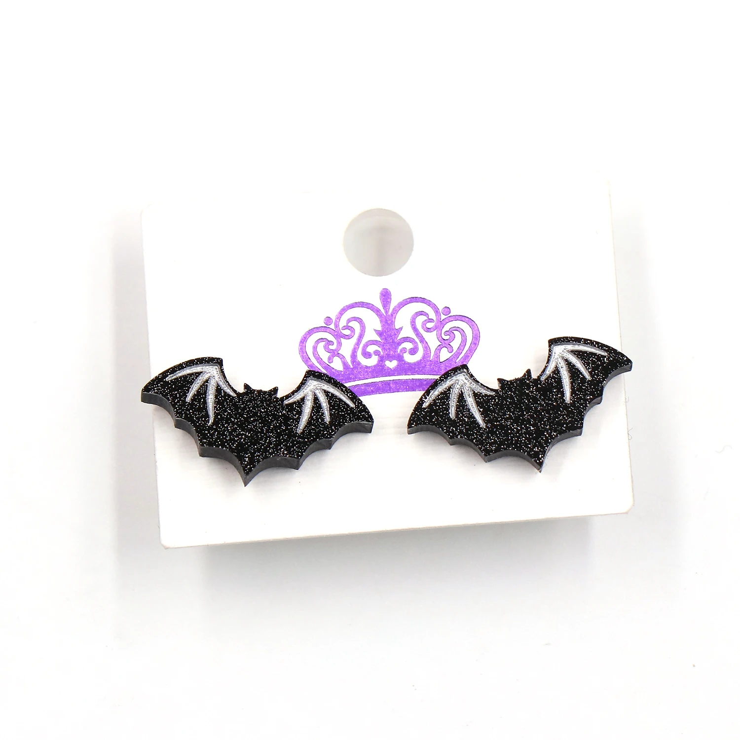 

ERS691ER1496 2022 New Design Black Bat Glitter Hand Paint Halloween Jewelry For Holiday Gift Acrylic Stud Earring