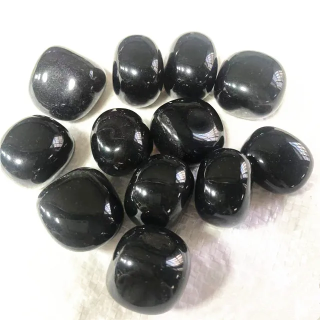 

New arrivals natural polished black obsidian crystal tumbled crystals healing stones for fish tank decorations