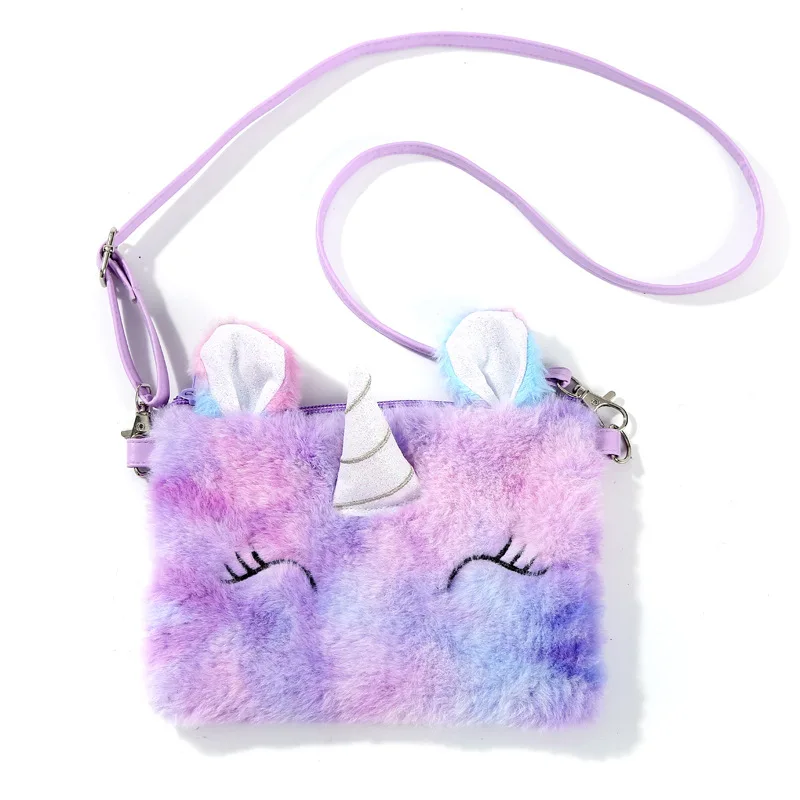 

2020 fashion Seaygift Wholesale funny kids colorful cute mini animal purse ,cheap unicorn cat plush fur keychain coin purse, Customized color available
