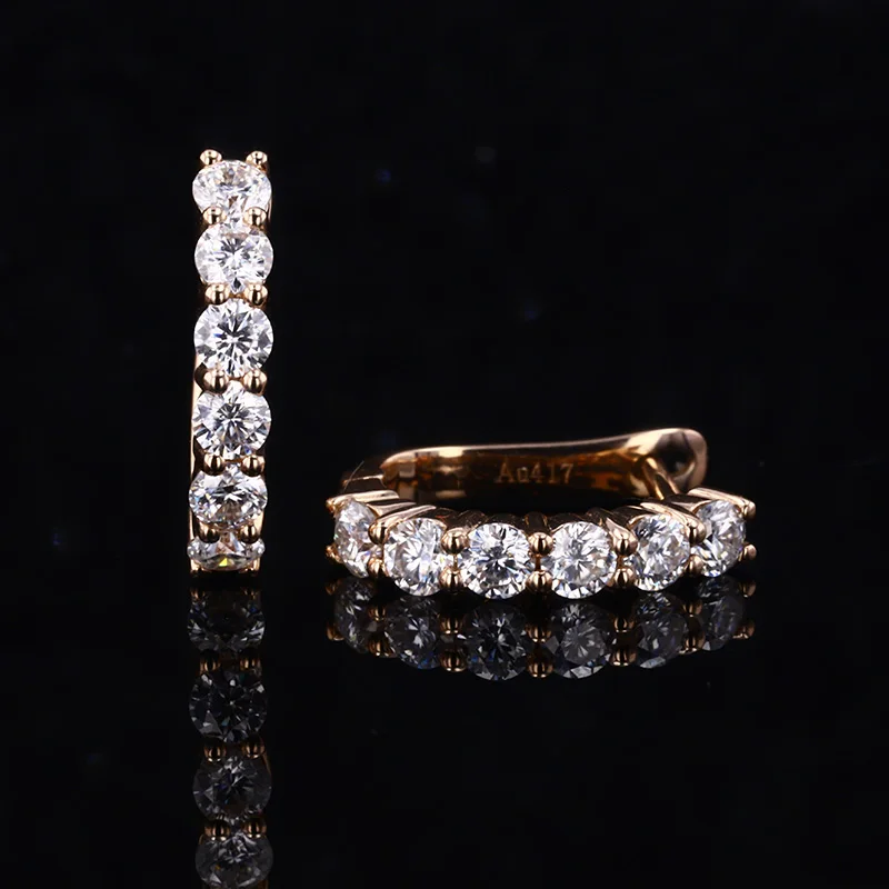 

10k Rose Gold Gemstone Earrings Classic Women Moissanite Hoop Earring Women