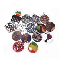 

Wholesale Unique Elegant Art Colorful Woman Afrocentric Africa Map Wood Earrings Jewelry Mix