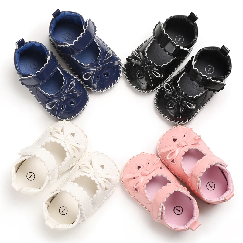 

2020 Latest design PVC upper Bowknot dress anti-slip prewalker infant baby girl shoes, 4 colors