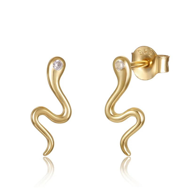 

2022 fashion minimalist earrings 925 sterling silver animal snake stud earrings 18K gold plated stud earrings jewelry women