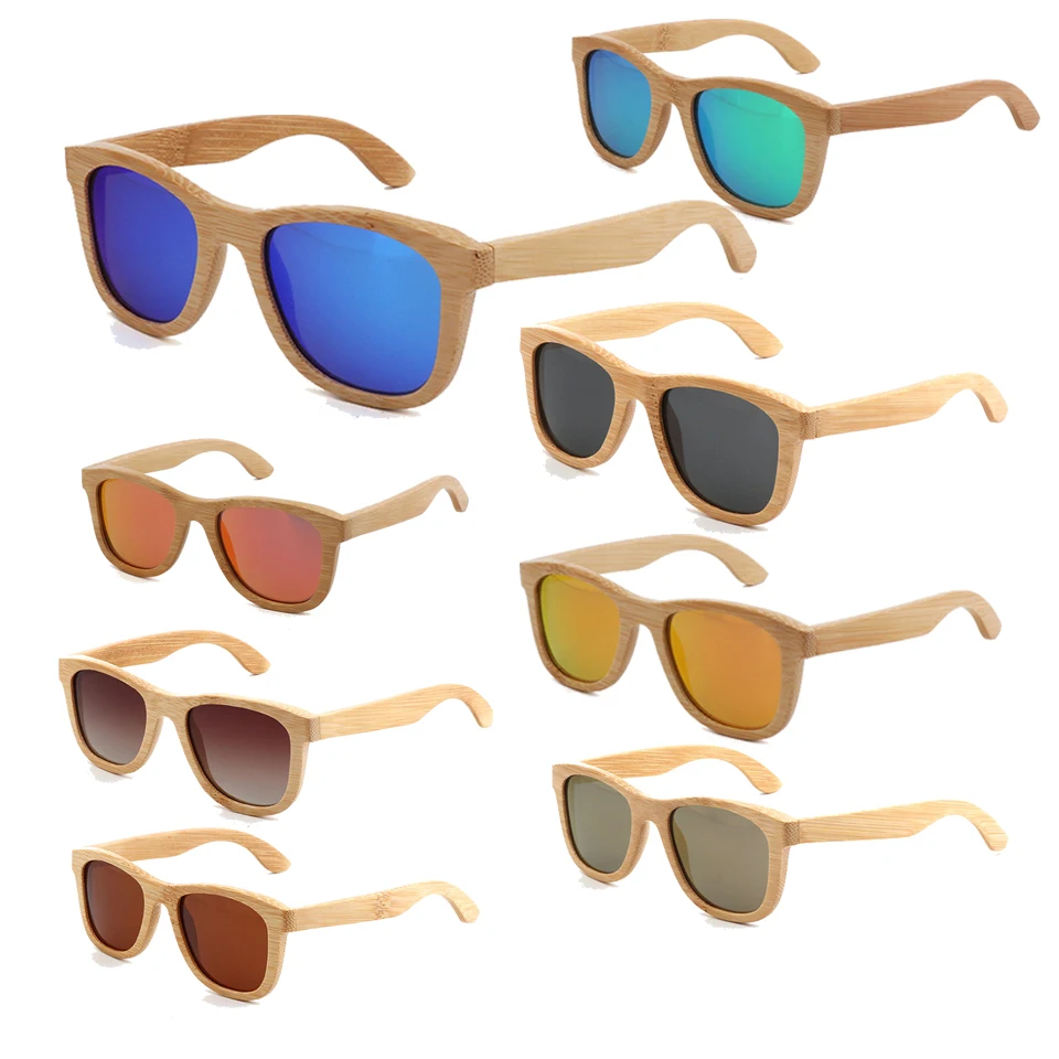 

handmade bamboo polarized uv400 sunglasses colorful lenses eyeglasses river natural wooden bamboo sun glasses frame