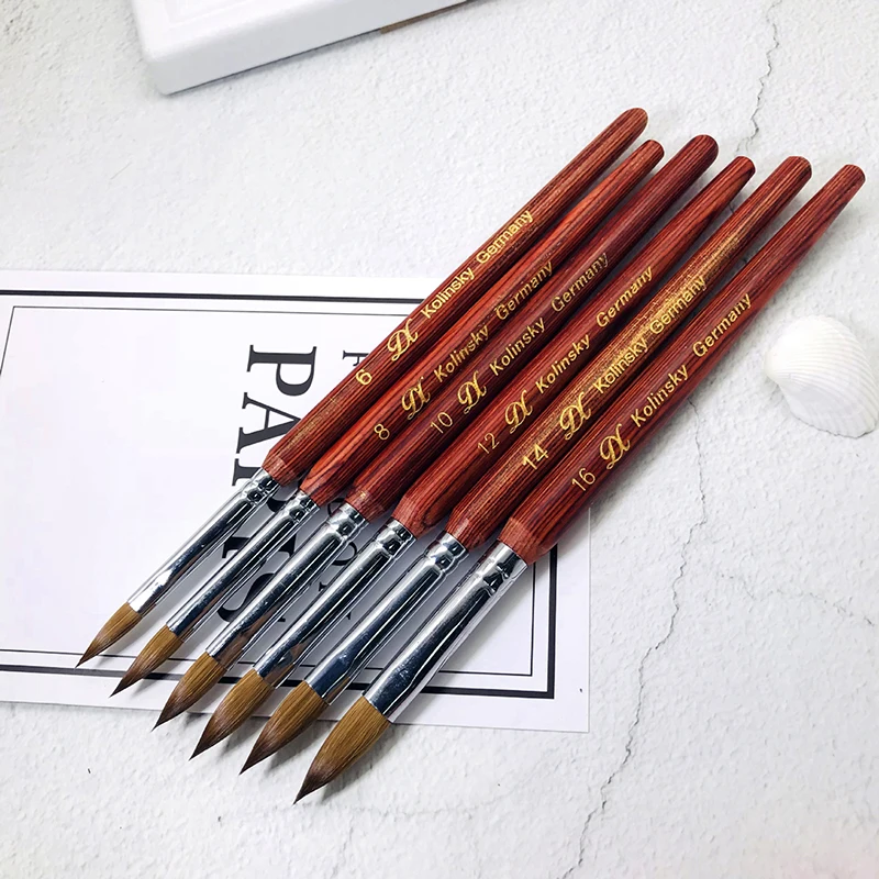 

Wholesale Size 2-20 100% Real Pure Sable Kolinsky Acrylic Nails Brush For Nail Art