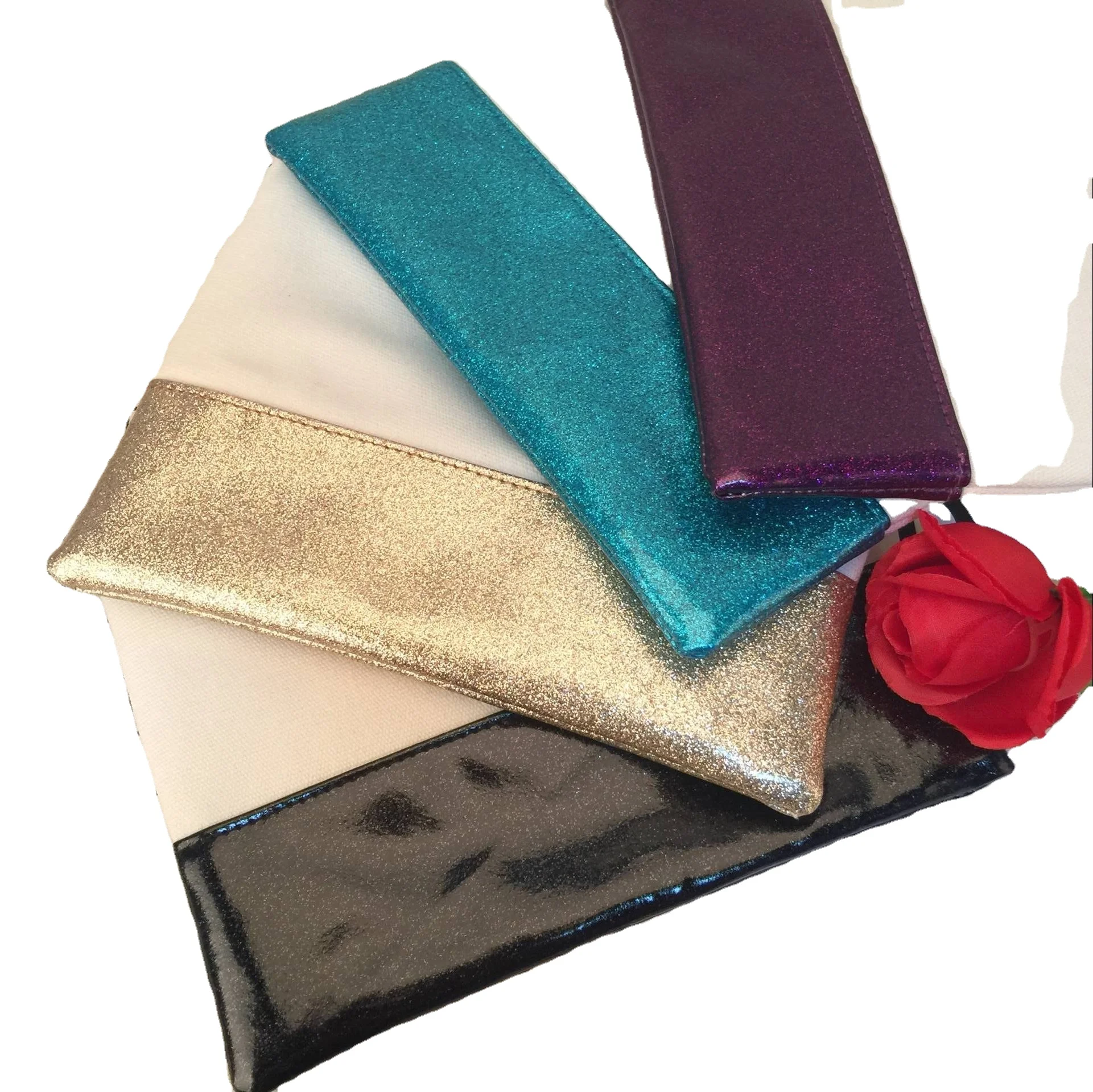 

Wholesale Blanks Glitter Canvas Clutch Bag with Leather Bottom Patchwork Make Up Hand Purse DOM113-876