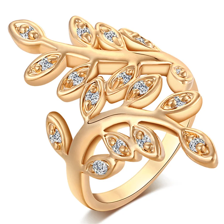 

Drop Shipping Popular European And American Women Gold Leaf Finger Rings, Picture shows