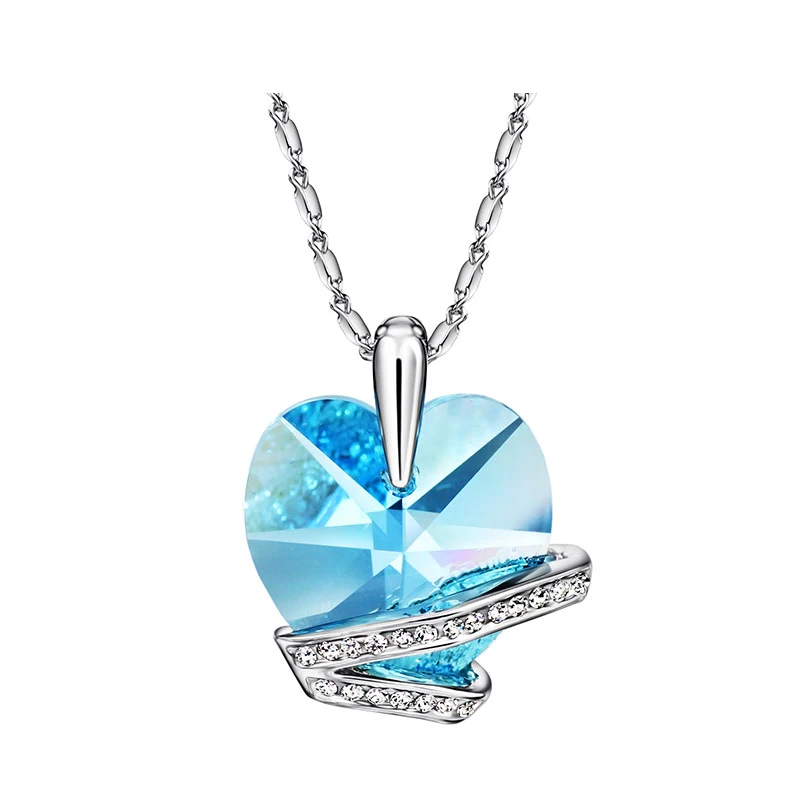 

Latest Design Mothers Day Clear Heart Shaped Crystal V Shape Prom Personalize Necklace