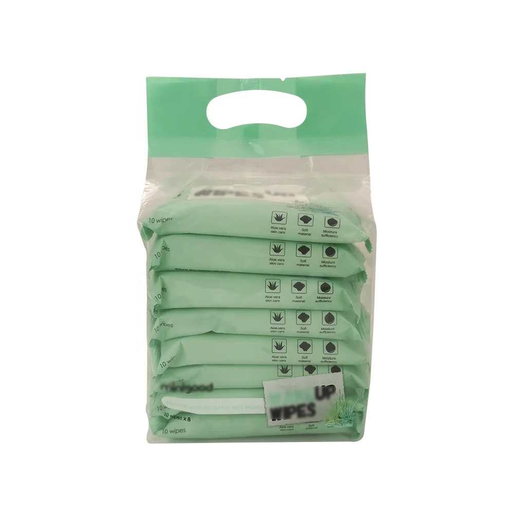 
8 *10 pcs portable non-woven fabric aloe essence clean wet wipes 