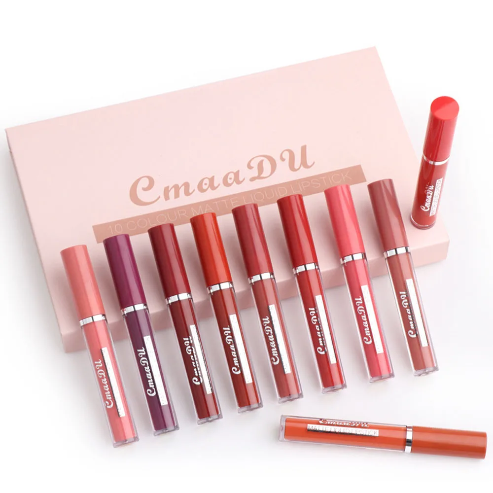 

Top Quality Lady Popular Long Lasting Matte Lipstick Liquid Set Box Luxury Lipstick Set Private Label, 10 color