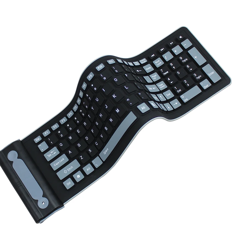 

folding keyboard 107B 2.4 silicone full size wireless portable folding keyboard for tablet pc mobile phone laptop, Customized colors