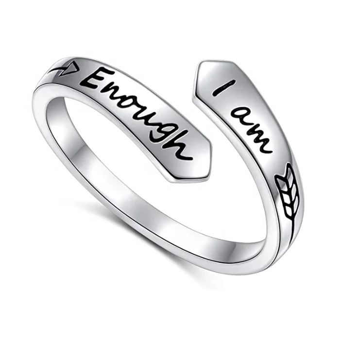 

Fashion Inspirational Rings Adjustable Stainless Steel Custom Engraved Wrap Twist Ring