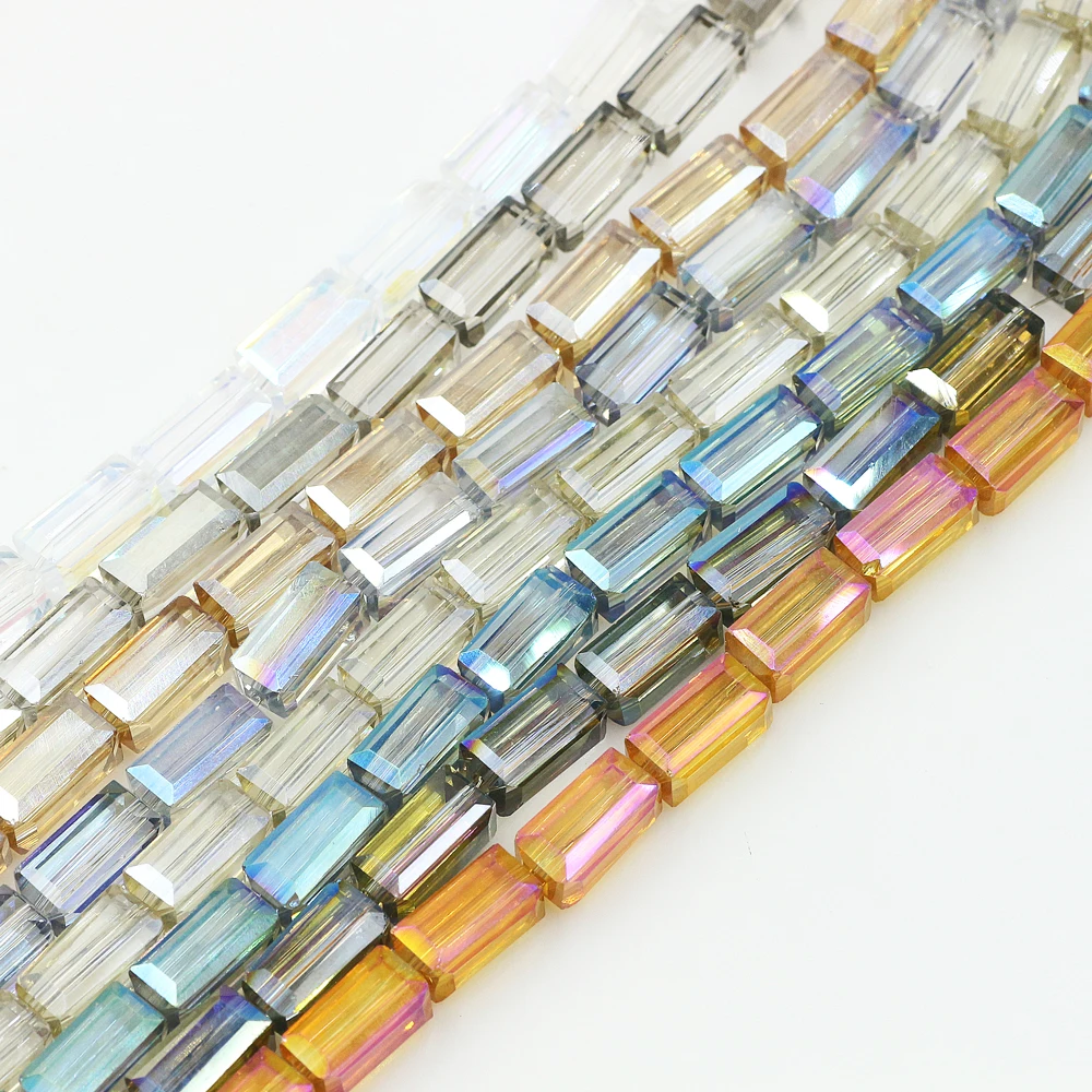 

Plated Rectangular Glass Beads For Jewelry Making Crystal Beads For Bracelet Necklace Earring DIY Accessories 5strips/batch, Colors avaliable,more than 50