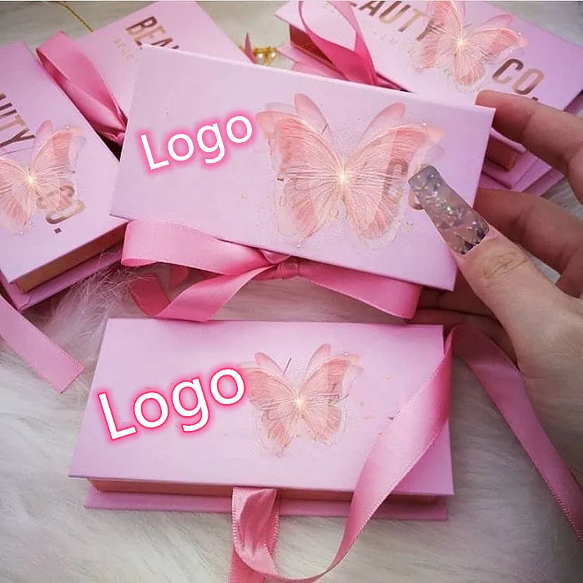 

2021 wholesale customized lollipop purple butterfly eyelash empty packagingt ray mink eyelashes storage case boxes with logo, Mixed colors