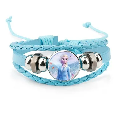 

Cute Frozen 2 Princess Bracelets Princess Elsa Bracelet Lovely Cartoon Hand-woven Cowhide Bracelet for Kids Girls