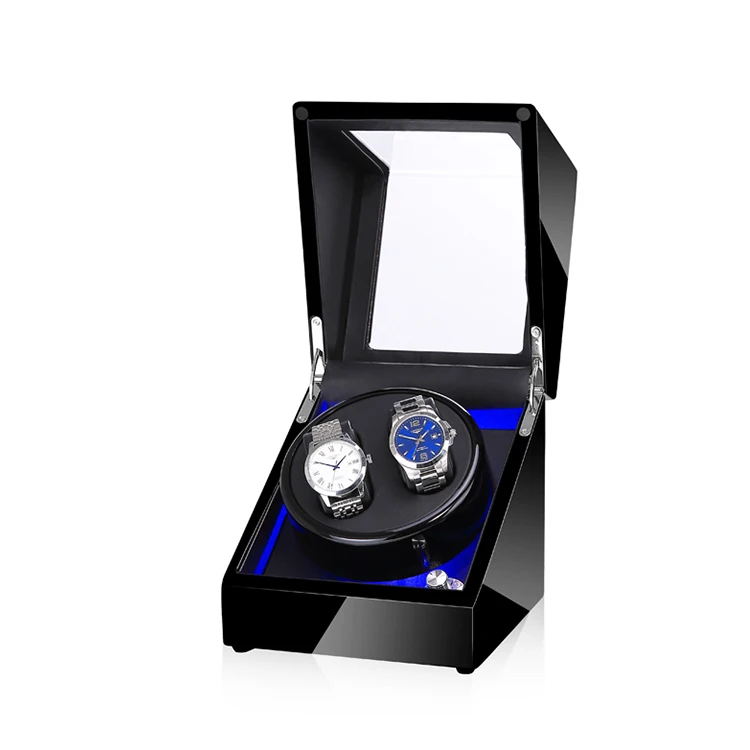 

Time partner luxury leather automatic rotation 2+0 watch winder black and customized inside colors