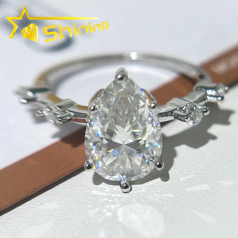 

New arrival wedding rings dropshipping engraved 925 silver gold plated moissanites engagement ring