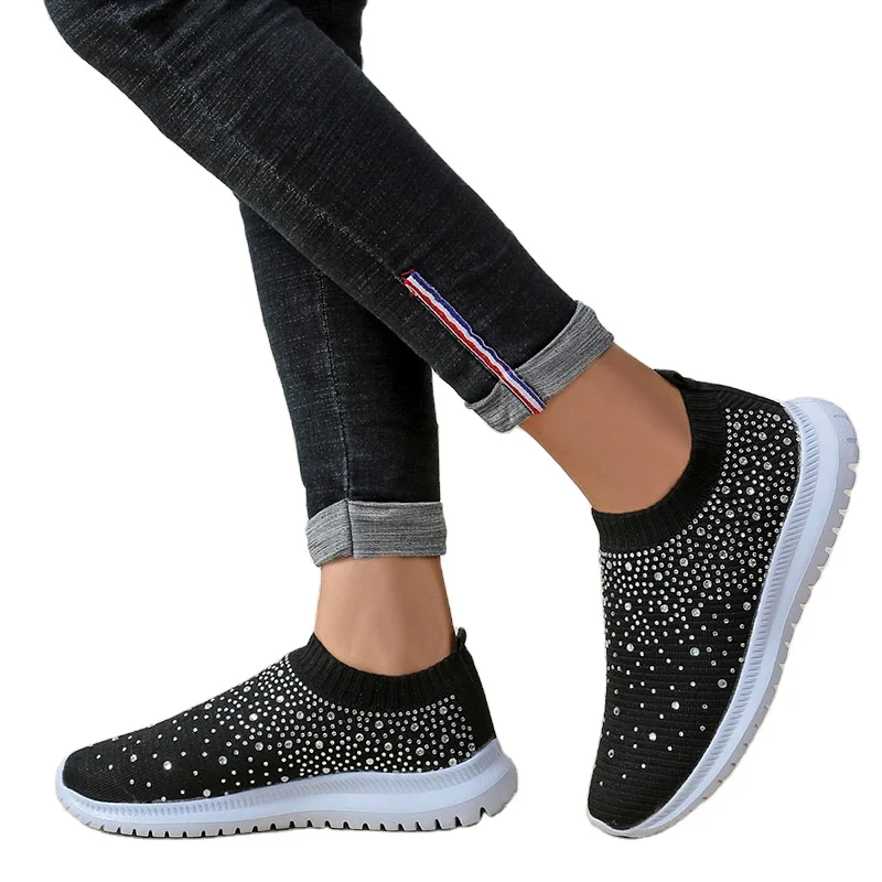 

China Manufacturer Women Black Spring Rubber Bottom Walking Sport Sneaker Shoe, Picture