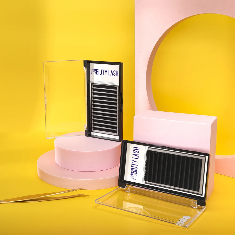 

Wholesale Eyelash Extension Private Label Professional Eyelash Faux Mink Individual Lash Extensions Customized Packaging, Natural black