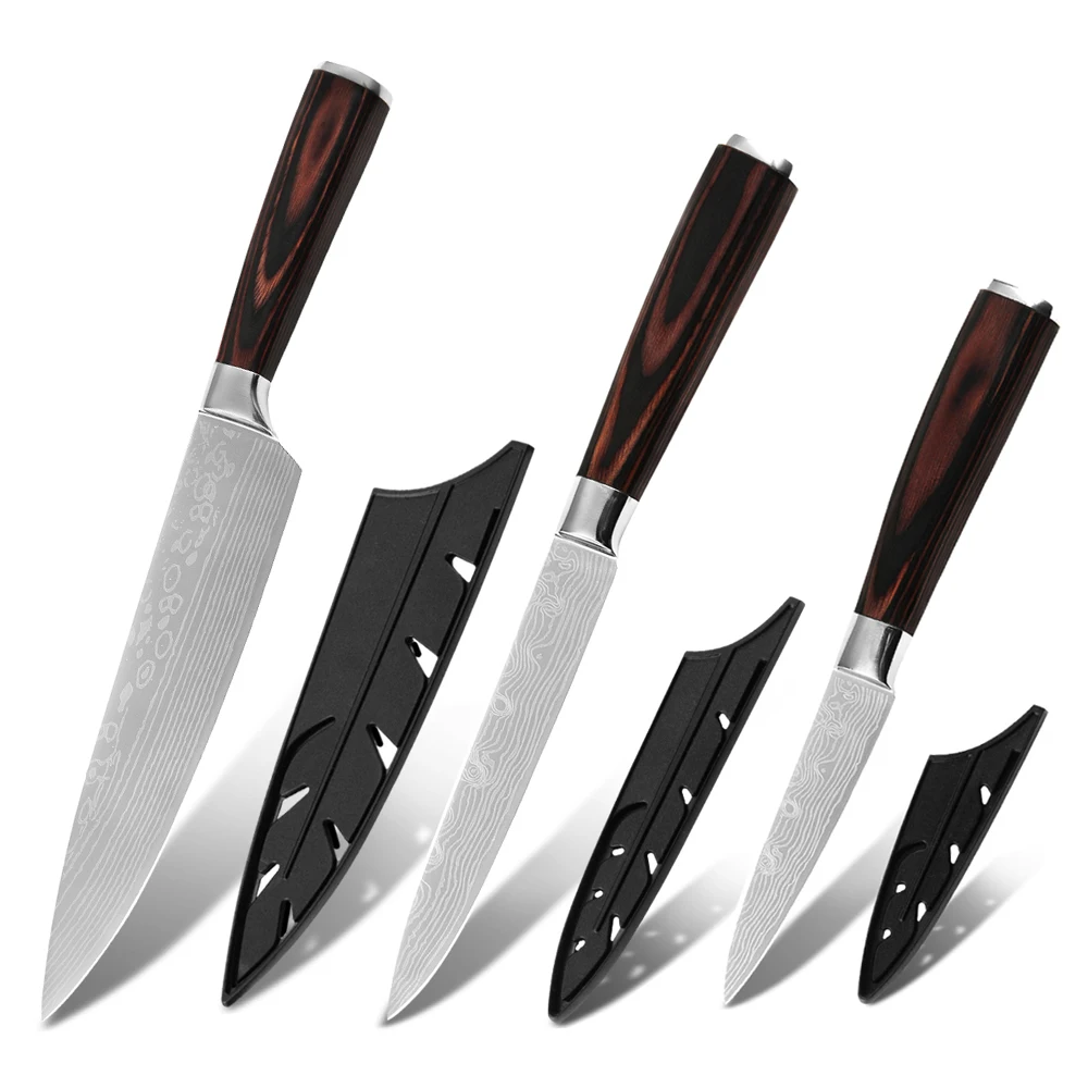 

Amazon Hot Sale Top Seller 7Cr17mov classic royal kitchen knife set Japan high carbon stainless steel 3pcs knife set with sheath