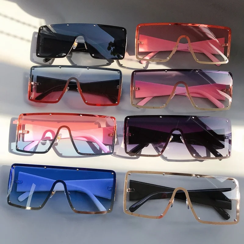 

oversized rimless sunglass colorful metal square women fashion 2021