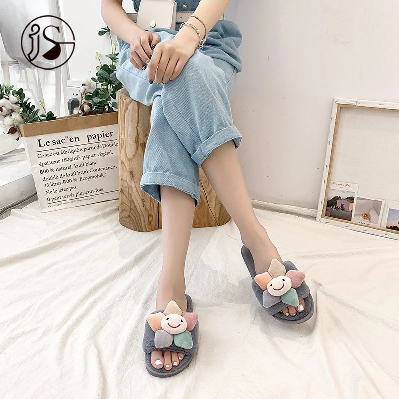 

Wholesale custom furry plush slippers fancy colorful slippers Cartoons light indoor women sandals 2021, Picture