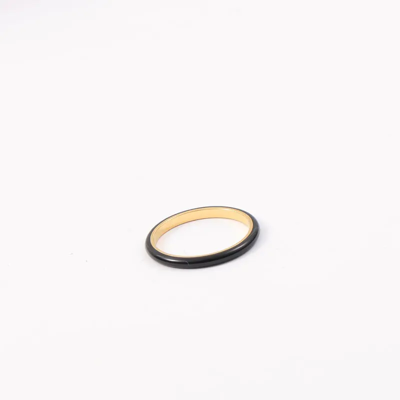 

Joolim Jewelry 18K Gold Plated Stainless Steel Black Enamel Cambered Dainty Rings for Women