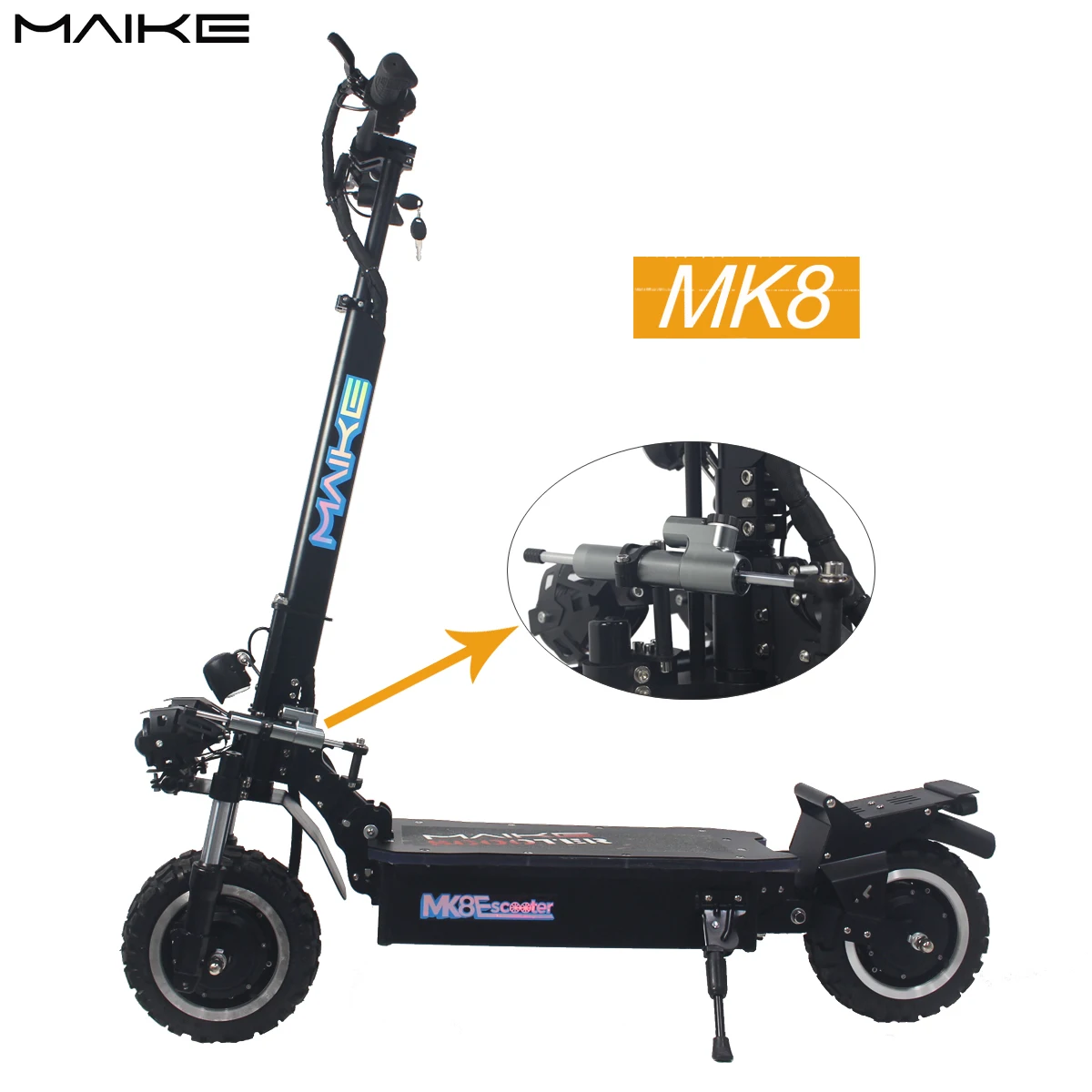 

Maike MK8 11inch 3200w 25Ah Dual Motor Battery E Scooter Off Road China Scooter electric Scooter, Black