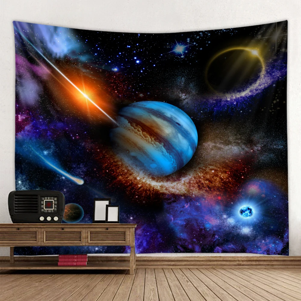 

The Galaxy Star Tapestry Wall Hanging A Starry Sky Tapestry Warm Blue Beach Blanket Home Living room Decorative, Customized color