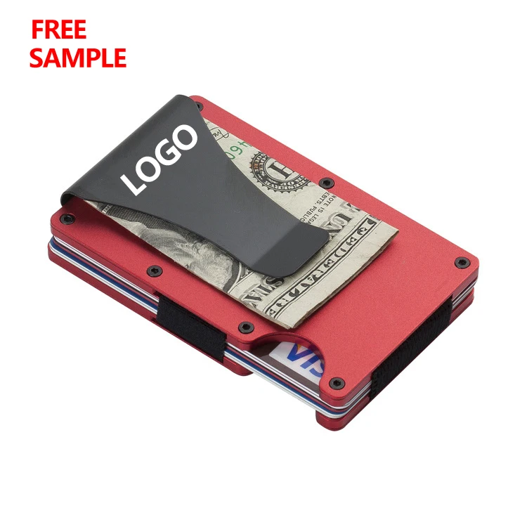 

Free sample New hot RFID ultra-thin aluminum wallet Card Holders Aluminium Metal money clips Card Holders RFID Mens Wallet