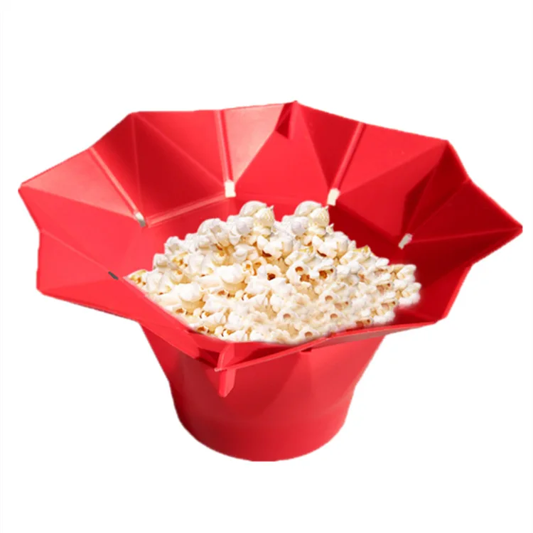 

Microwave silicone popcorn machine folding bucket Popper bowl, Red,blue,green or customized