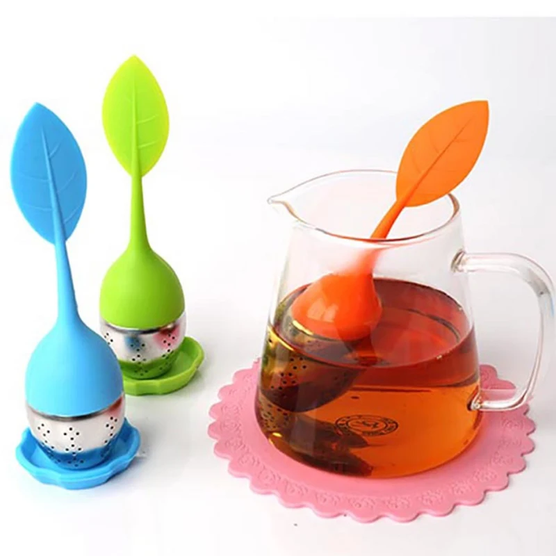 

leaves shape coloful contracted silicone infuser tea infuser 304 stainless steel, Yellow orange red