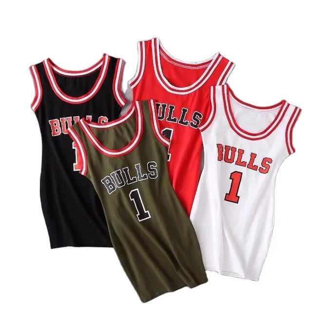 

OEM custom fashion sleeveless women basketball jersey dress, As pictures