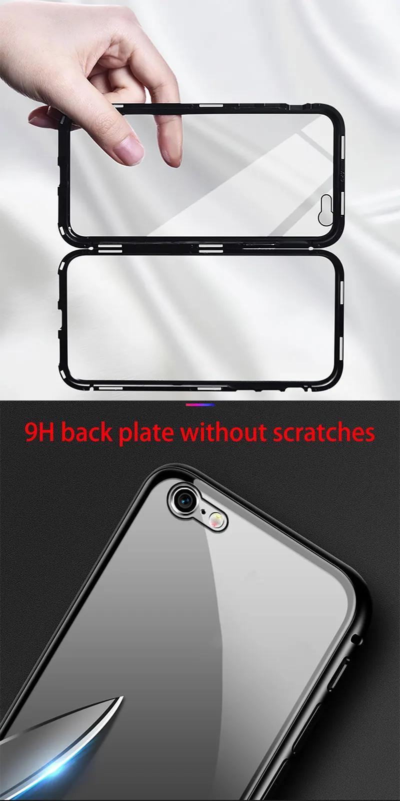 Magnetic Adsorption Case For iPhone X 10 Cover Luxury Metal Bumper Tempered Glass Back Cover For iPhoneX Flip Case Coque