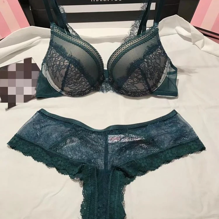 

2019 new ladies push up net bra panty sets stylish custom sexy lace young girl bra set, Picture color