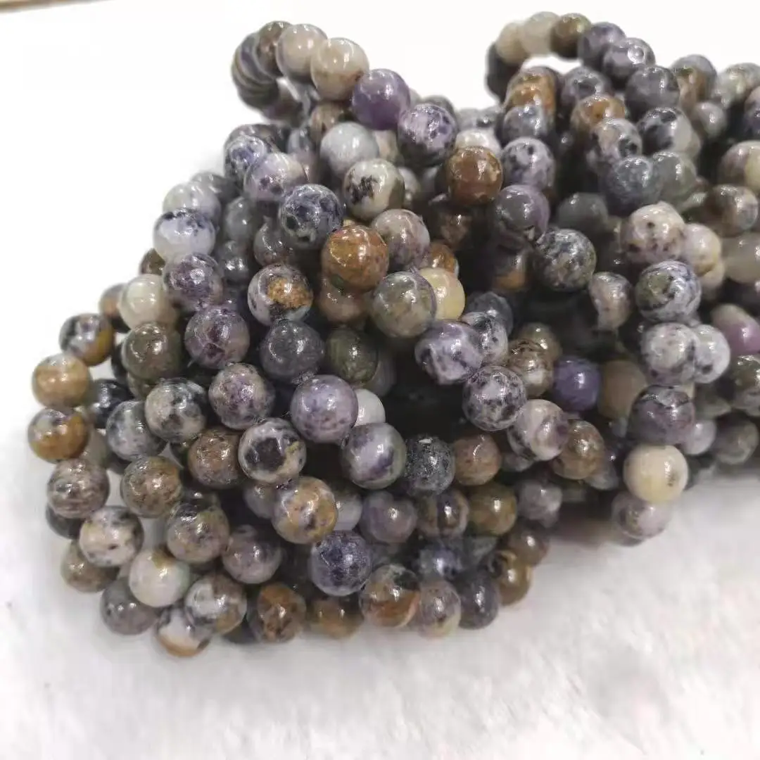 Natural Purple Dragon Jasper Energy Stone for Jewelry Making DIY  Healing Power Round Loose Bead