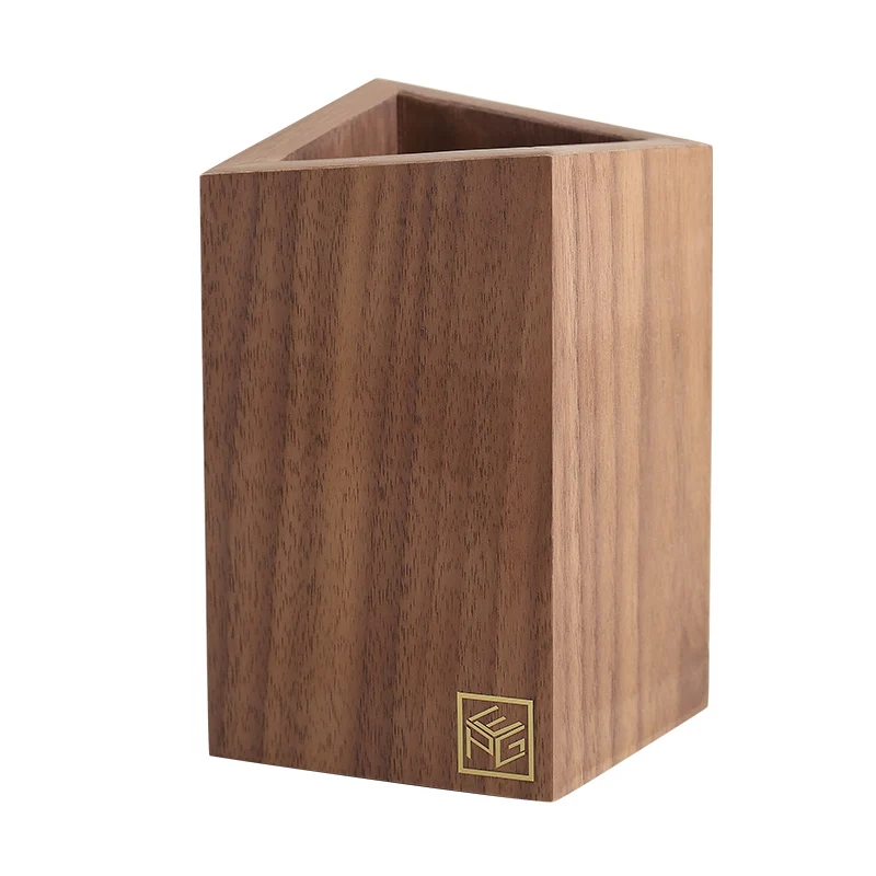 

Custom Logo Cosmetic Makeup Brush Holder Ladies Luxury Small Wooden Home Desktop Office Make up Pen Storage Box Organizer Case