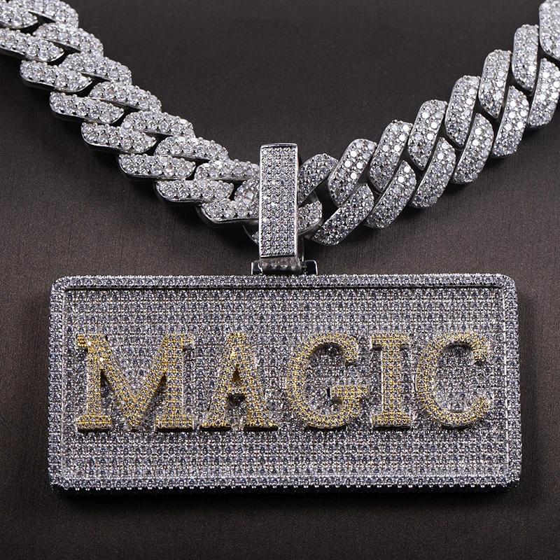 

Messi gems Hip hop custom jewelry hand setting silver moissanite diamond iced out cuban pendant