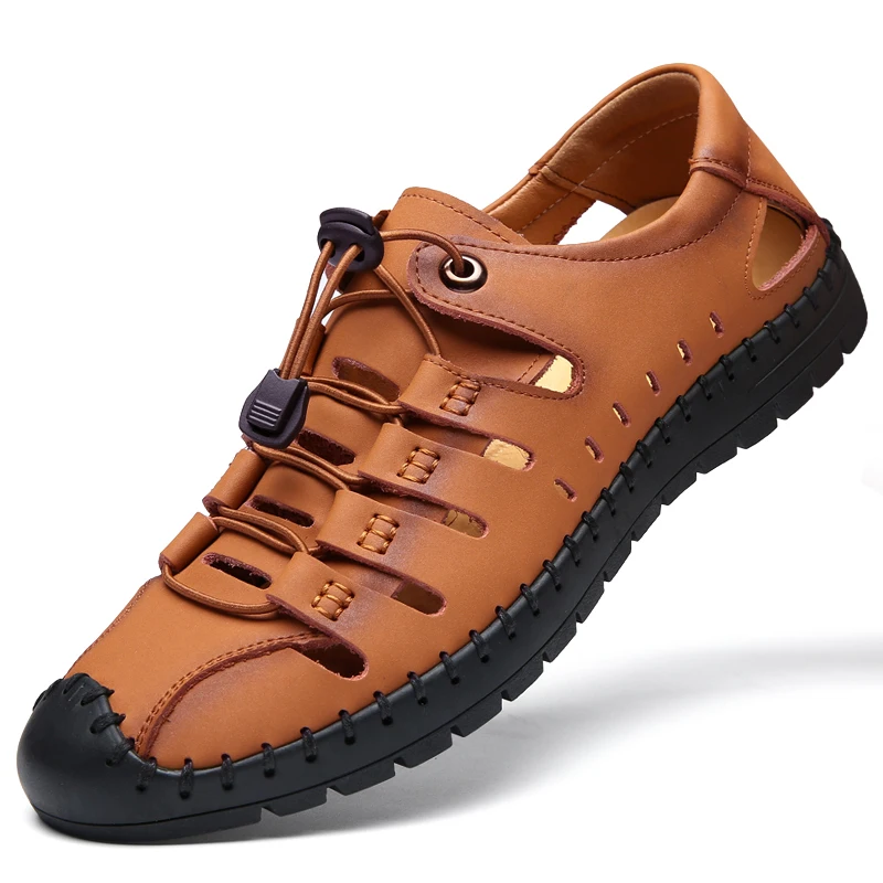 

2021 Men's Shoes Summer Fashion Genuine Leather Casual Slide Beach Sandals