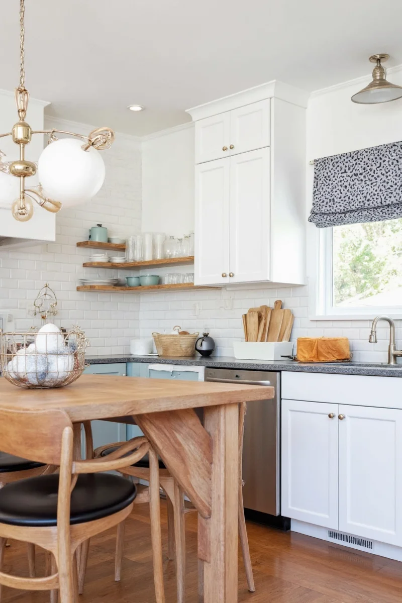 Fold-down wall table installed in a small eat-in kitchen