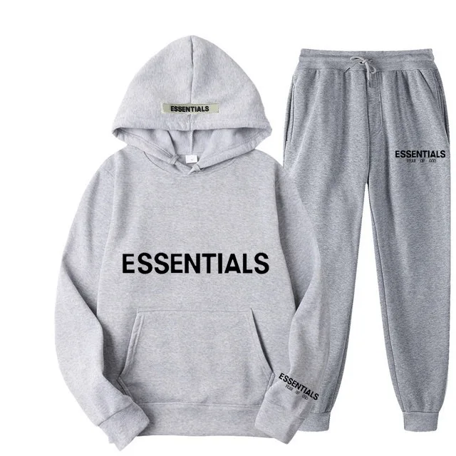 

top selling essential 2 piece hoodie+sweatpants set casual sport suit long sleeve loose streetwear pullover sets custom logo