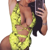 

2019 Hot Sale On Amazon Leopard Print One Piece Swimsuit Swimwear Bandage High Cut Monokini Bathing Suit