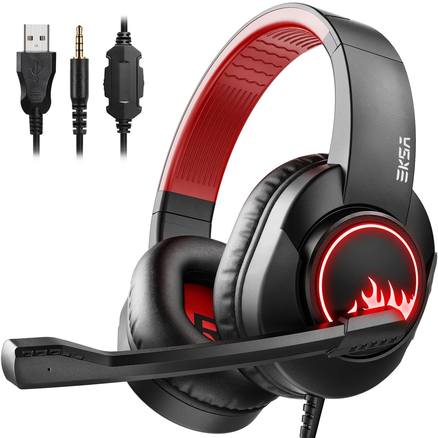 

Wholesale EKSA entry level gaming headset with 3.5mm plug and LED light