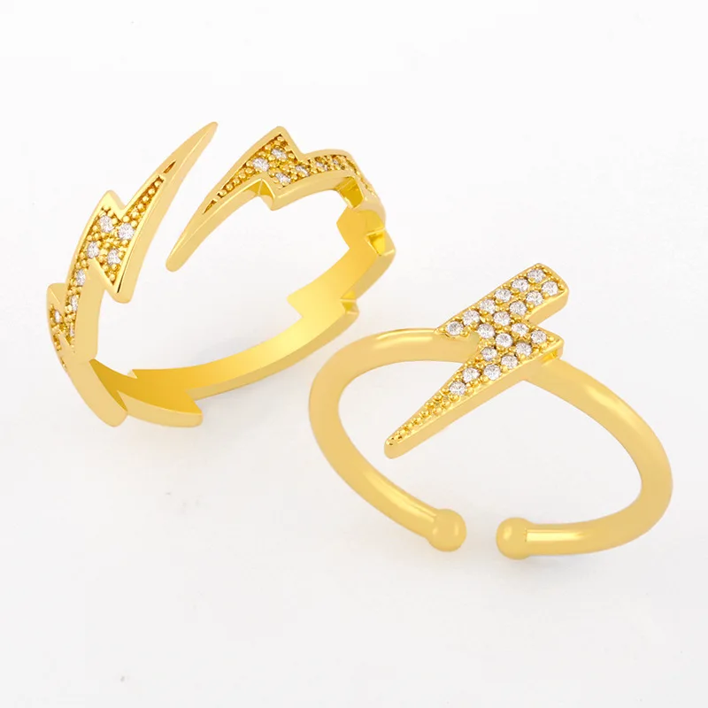 

European and American fashion creative zircon lightning open ring