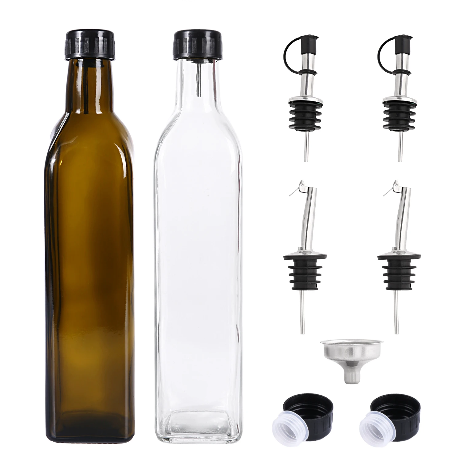 

Home Cooking Oil Container Kitchen 8.5/17oz Empty Glass Bottle, Transparent brown