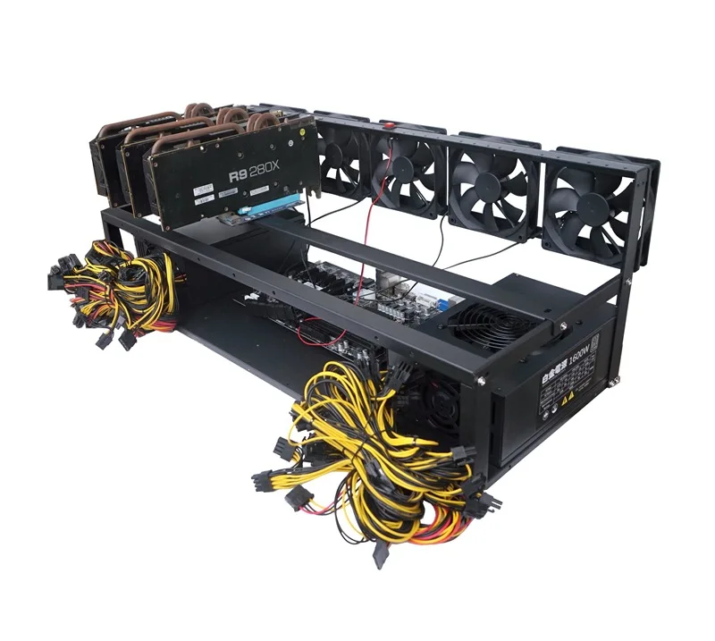 

6 8 12 14 16 18 19 20 GPU Open Air Graphics Card Frame Rig Rack Case In Stock, Black painting