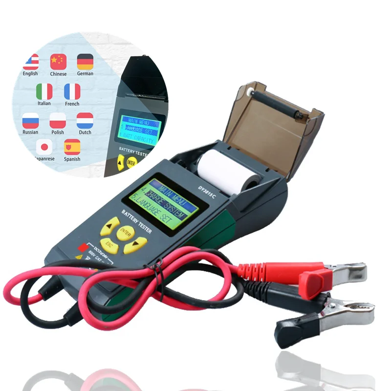 

12V/24V 100-1700 CCA Automotive Battery Load Tester Car Cranking Charging System Analyzer Scan Tool with Printer for Truck Motor