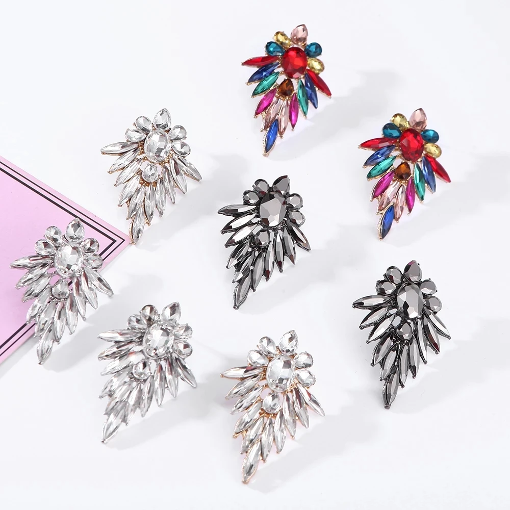 

Kaimei High-Quality Statement Fashion Rhinestone Jewelry Accessories For Women New Design Colorful Crystal Handmade Big Earrings, Many colors fyi
