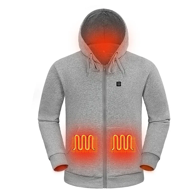 

Wholesale custom waterproof battery heated hoodie jacket cheap powered and warm far infrared winter hoodies, Gray, black